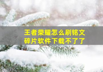 王者荣耀怎么刷铭文碎片软件下载不了了