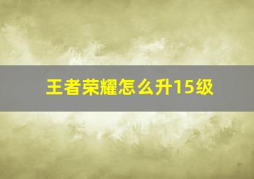 王者荣耀怎么升15级