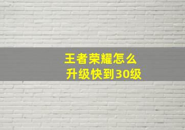 王者荣耀怎么升级快到30级