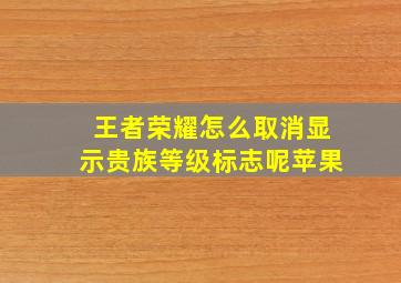 王者荣耀怎么取消显示贵族等级标志呢苹果