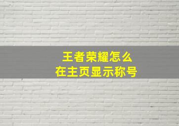 王者荣耀怎么在主页显示称号