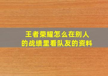 王者荣耀怎么在别人的战绩里看队友的资料