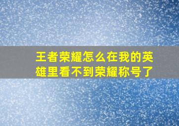 王者荣耀怎么在我的英雄里看不到荣耀称号了