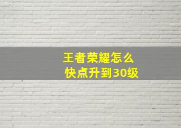 王者荣耀怎么快点升到30级