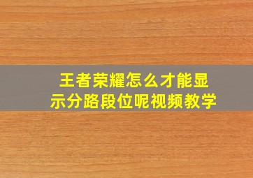 王者荣耀怎么才能显示分路段位呢视频教学