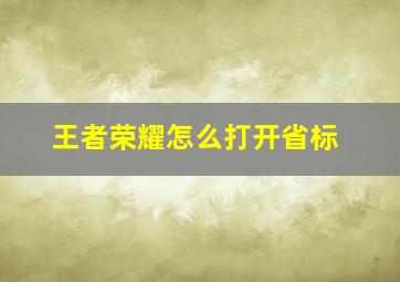 王者荣耀怎么打开省标