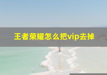 王者荣耀怎么把vip去掉