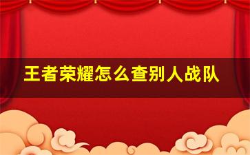 王者荣耀怎么查别人战队