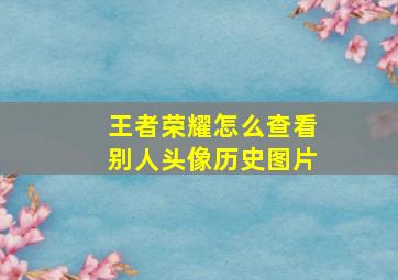 王者荣耀怎么查看别人头像历史图片