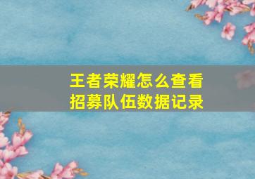 王者荣耀怎么查看招募队伍数据记录