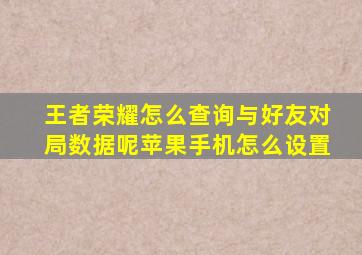 王者荣耀怎么查询与好友对局数据呢苹果手机怎么设置