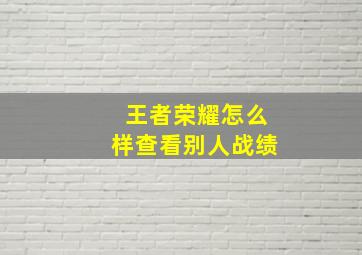 王者荣耀怎么样查看别人战绩