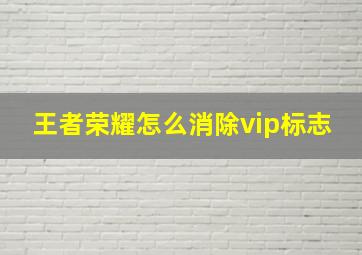 王者荣耀怎么消除vip标志