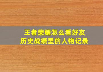 王者荣耀怎么看好友历史战绩里的人物记录