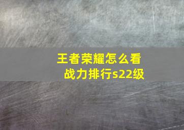 王者荣耀怎么看战力排行s22级