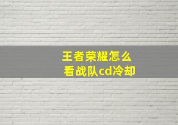 王者荣耀怎么看战队cd冷却