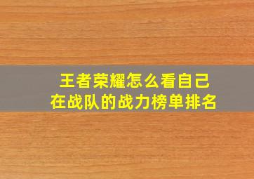 王者荣耀怎么看自己在战队的战力榜单排名