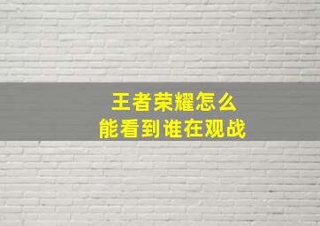 王者荣耀怎么能看到谁在观战