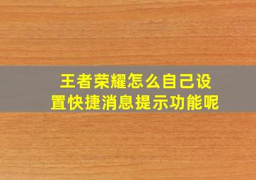 王者荣耀怎么自己设置快捷消息提示功能呢