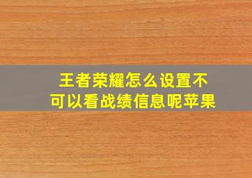 王者荣耀怎么设置不可以看战绩信息呢苹果