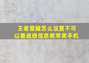 王者荣耀怎么设置不可以看战绩信息呢苹果手机