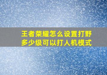 王者荣耀怎么设置打野多少级可以打人机模式