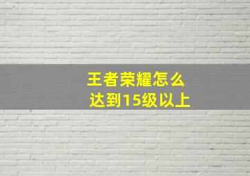 王者荣耀怎么达到15级以上