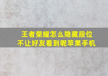 王者荣耀怎么隐藏段位不让好友看到呢苹果手机