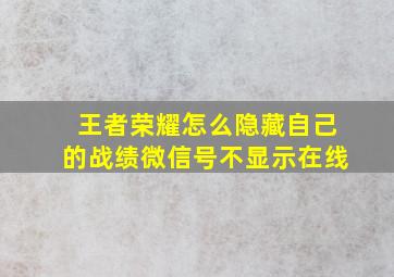 王者荣耀怎么隐藏自己的战绩微信号不显示在线