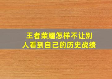 王者荣耀怎样不让别人看到自己的历史战绩