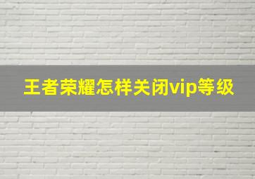 王者荣耀怎样关闭vip等级