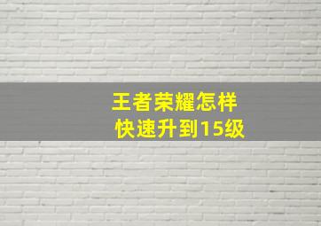 王者荣耀怎样快速升到15级