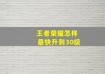 王者荣耀怎样最快升到30级