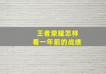 王者荣耀怎样看一年前的战绩