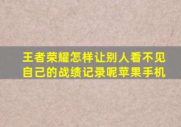 王者荣耀怎样让别人看不见自己的战绩记录呢苹果手机