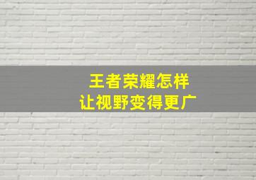 王者荣耀怎样让视野变得更广