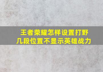 王者荣耀怎样设置打野几段位置不显示英雄战力