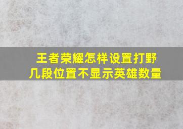 王者荣耀怎样设置打野几段位置不显示英雄数量