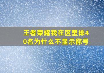 王者荣耀我在区里排40名为什么不显示称号