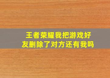 王者荣耀我把游戏好友删除了对方还有我吗