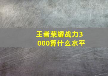 王者荣耀战力3000算什么水平