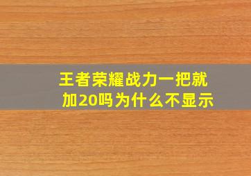 王者荣耀战力一把就加20吗为什么不显示