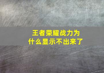 王者荣耀战力为什么显示不出来了