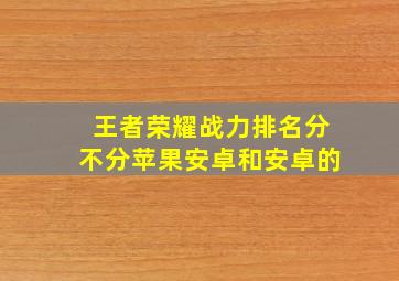 王者荣耀战力排名分不分苹果安卓和安卓的