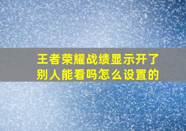 王者荣耀战绩显示开了别人能看吗怎么设置的