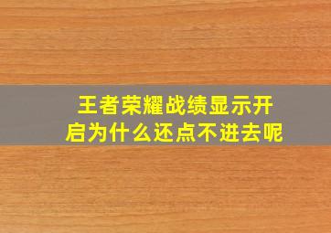 王者荣耀战绩显示开启为什么还点不进去呢