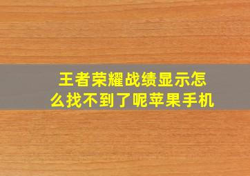 王者荣耀战绩显示怎么找不到了呢苹果手机