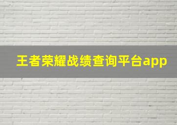 王者荣耀战绩查询平台app