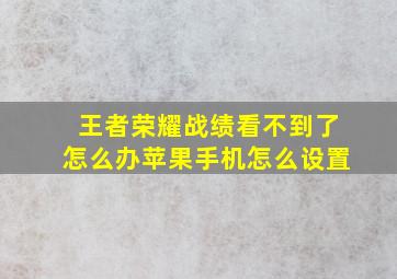 王者荣耀战绩看不到了怎么办苹果手机怎么设置