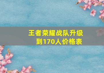 王者荣耀战队升级到170人价格表